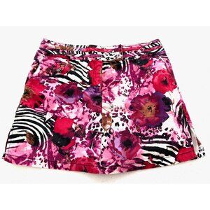 Attyre Women's Skort SZ 10 Golf Tennis Pickleball Bright Floral Animal Print